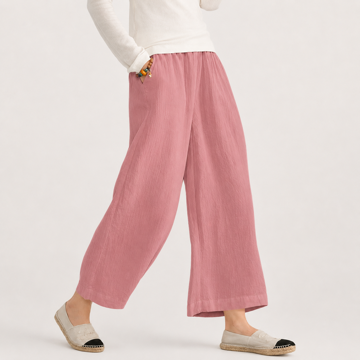 Black wide leg pants back view