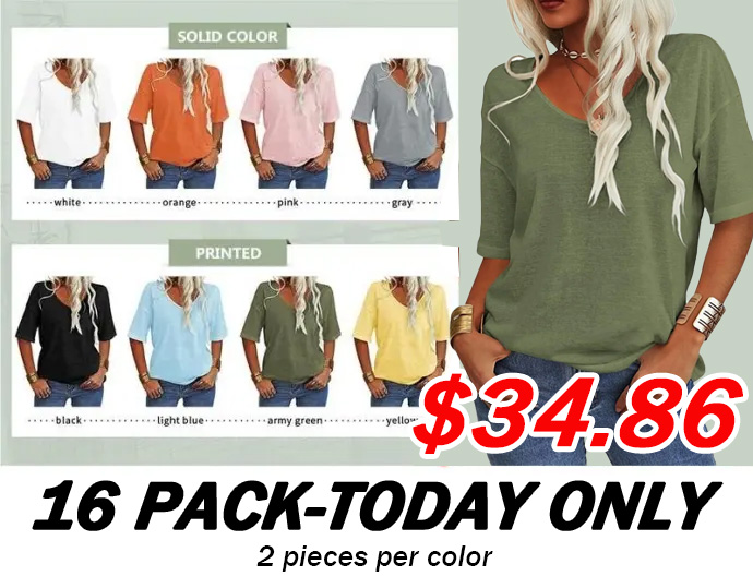 FINAL SALE⚡8 Packs for $23.86⚡ - Summer Casual Half Sleeve T-shirt Basic Tops (Multiple Colors)
