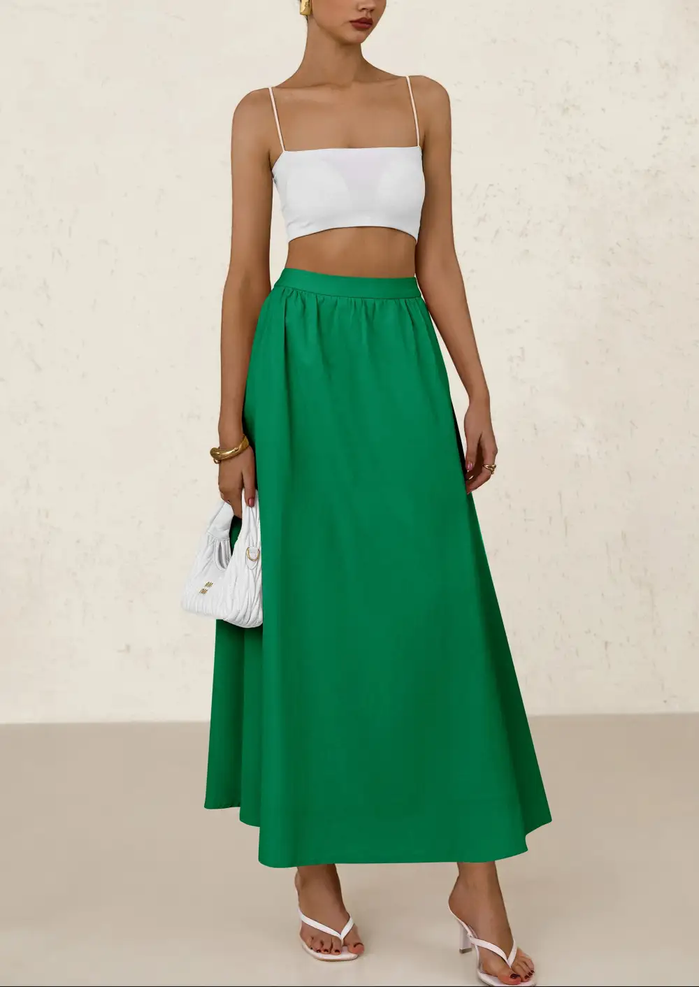 Women's MaxiSkirts Summer Trendy Ruffle HighWaisted Casual Long Flowy Skirtwith Pockets