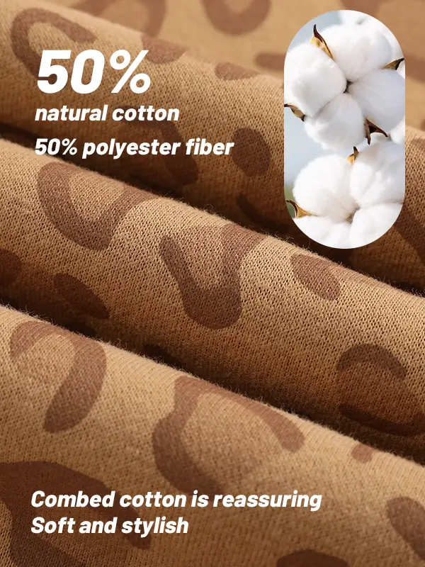 Soft cotton blend leopard print fabric close-up