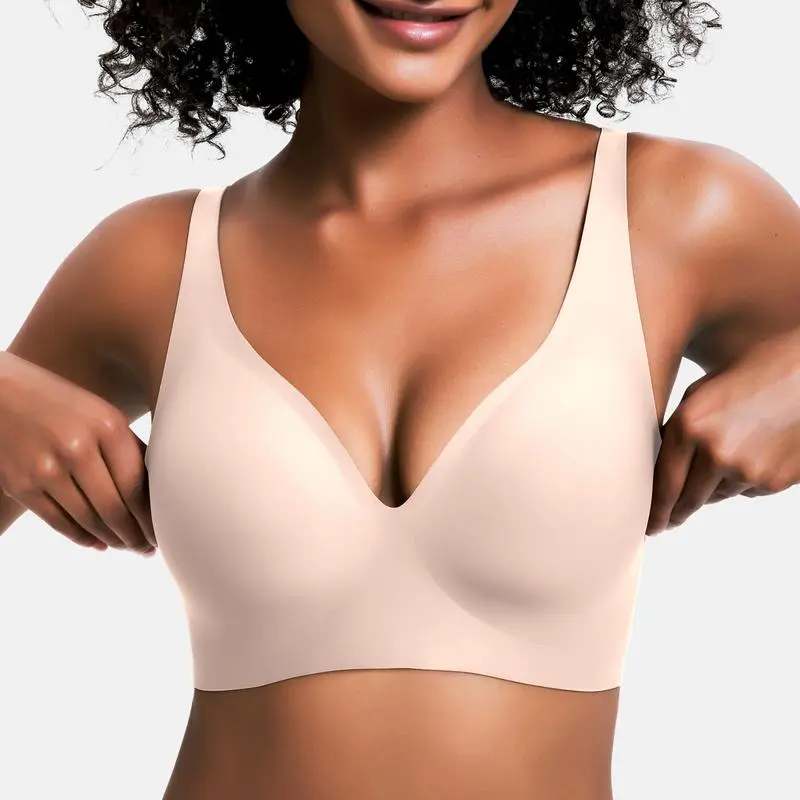 ⏰ TODAY ONLY - Jelly Wireless Womens Comfortable Wireless Bras Push Up Bralettes Seamless Tshirts Bras Deep V Everyday Bras