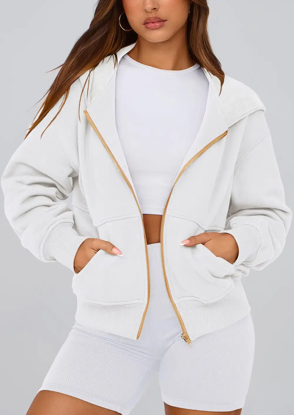 Hoodies ForWomen Sweatshirt Zip Up HoodieFall Fashion Trendy Long SleeveJackets Winter Clothing Outfits