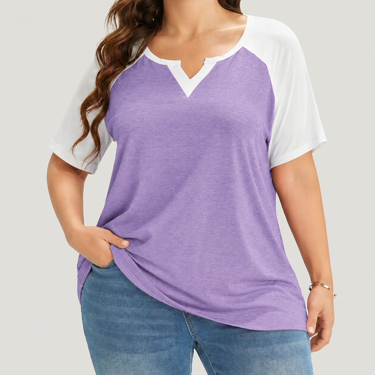 Plus size colorblock raglan tee color option 3