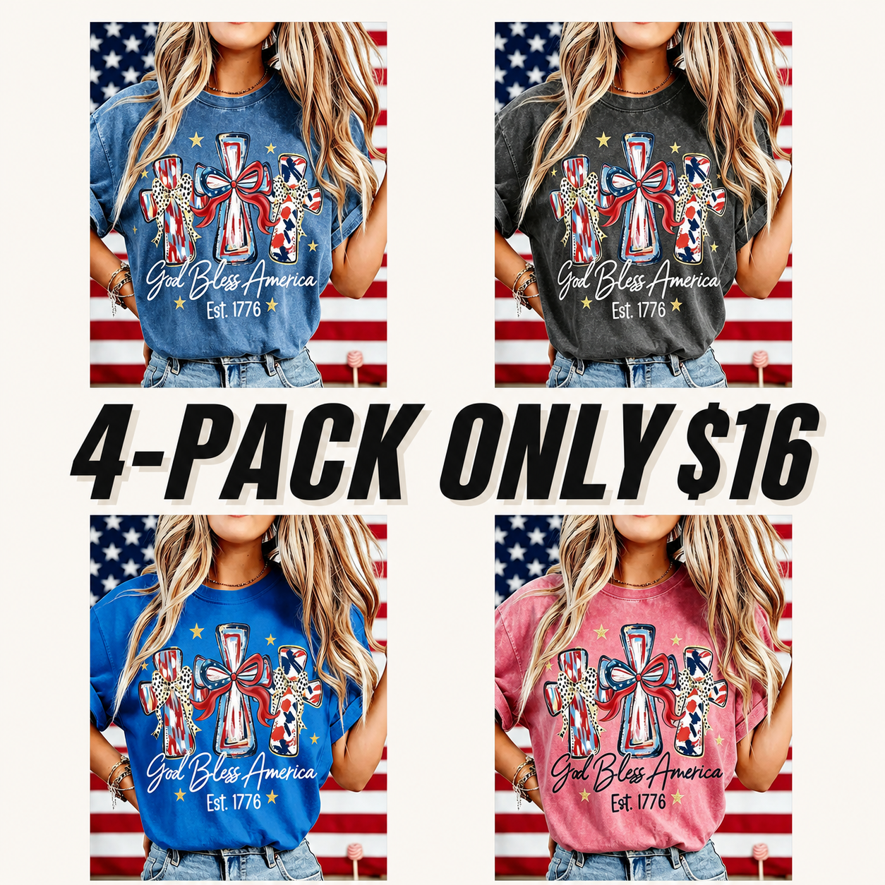 God Bless America Women Washed T-shirt Vintage 250 Years America Anniversary USA 250th Birthday Gift Shirt Memorial Independence Day 4th of July Men Women Cotton Tee Shirt