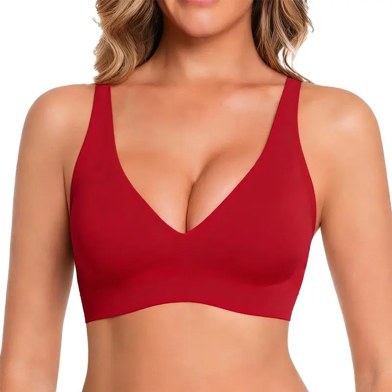 ⏰ TODAY ONLY - Jelly Wireless Womens Comfortable Wireless Bras Push Up Bralettes Seamless Tshirts Bras Deep V Everyday Bras