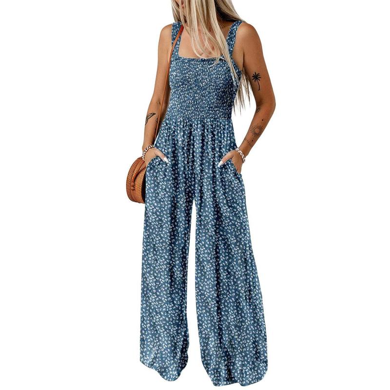 Women’s Casual Print Sleeveless Overalls Jumpsuits