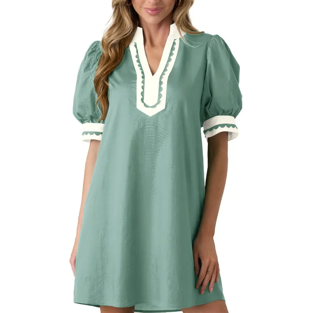 Dokotoo Women's Floral Print V-Neck Mini Dress