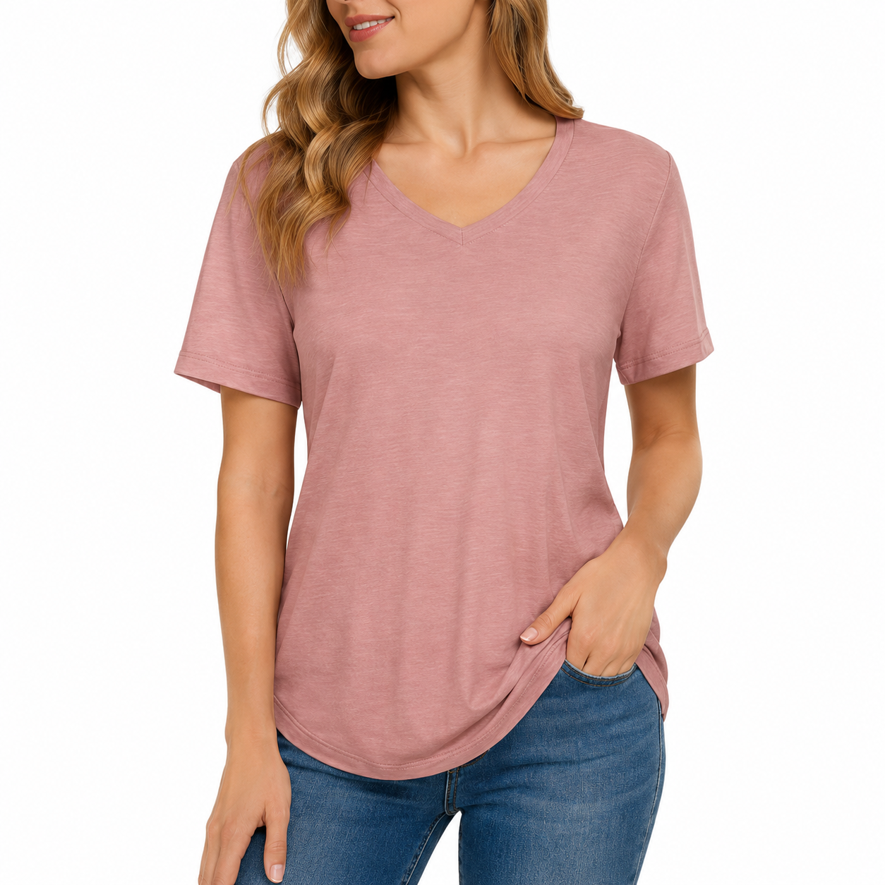 4 Pack V Neck T Shirts for Women Basic Tees Casual Short Sleeve Shirts Loose Fit Plus Size Tops Plain Summer Clothes