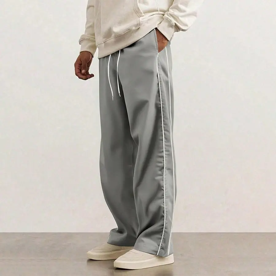 5-Pack Men’s Straight-Leg Striped Casual Pants for Spring/Autumn, Trendy High-Street Versatile Athletic Joggers for Summer