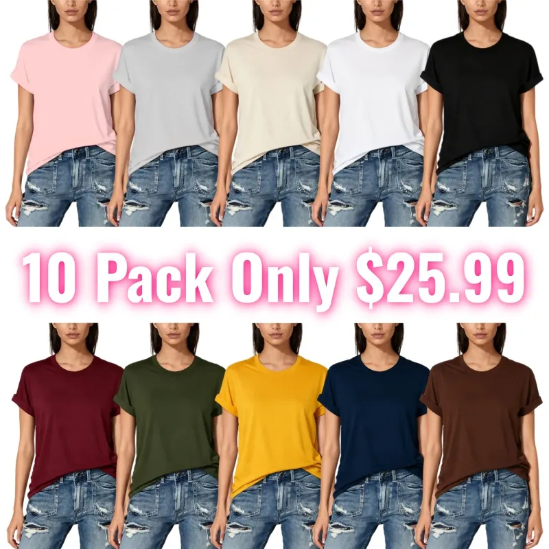 🔥Limited time deal 💥Women's Short Sleeve T-Shirts Multipack