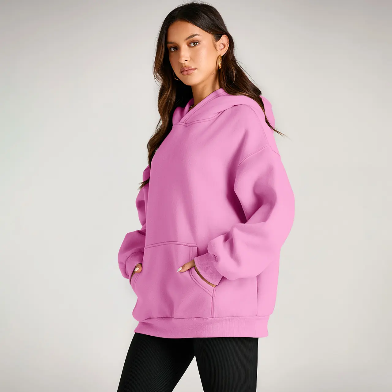 Women's oversized fleece hoodie with pockets