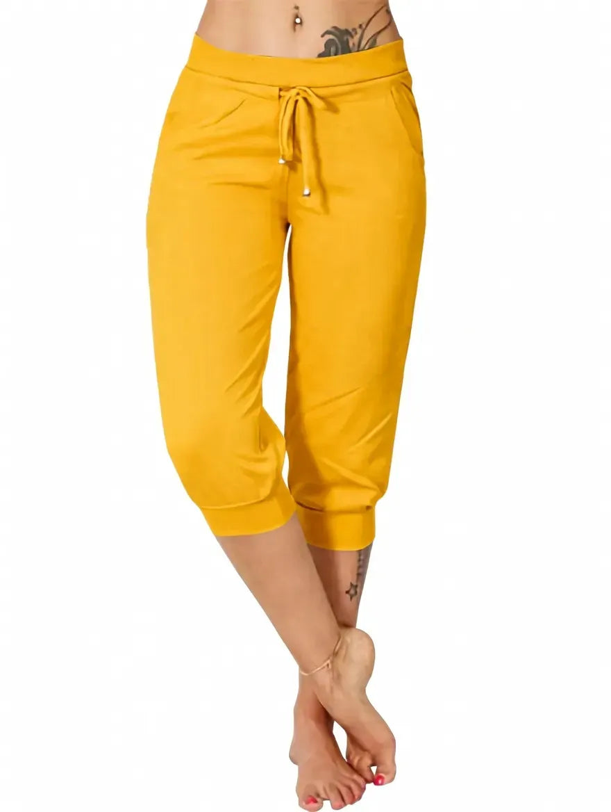🔥Hot Summer Sale🔥Women's Drawstring Capri Pants with Pockets for Casual Comfort Wear（Note: Colors are customizable.)