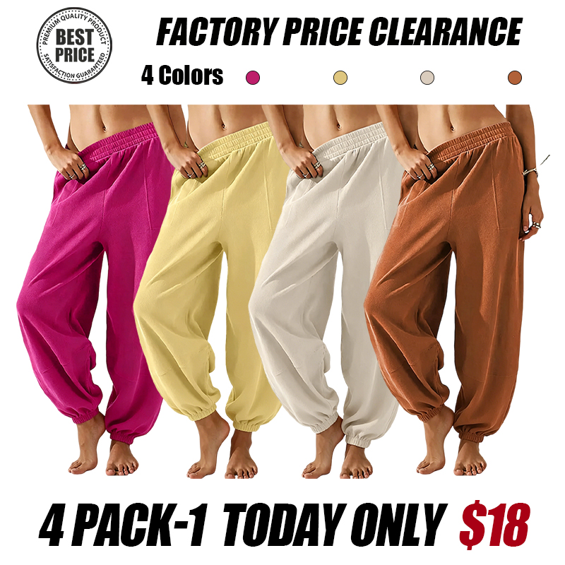 🛒 90% OFF NOW!Womens Baggy Wide Leg Pants Casual Elastic Waisted Palazzo Harem Pants With Pockets（Note: Colors are customizable.)