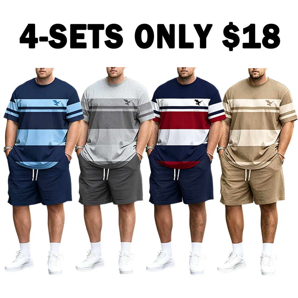 Men's Breathable 3D Print Casual Athleisure T-Shirt Shorts Set