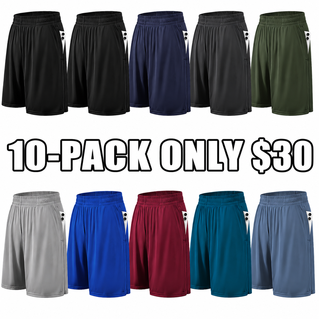 Athletic Shorts for Men with Pockets and Elastic Waistband Quick Dry Activewear
