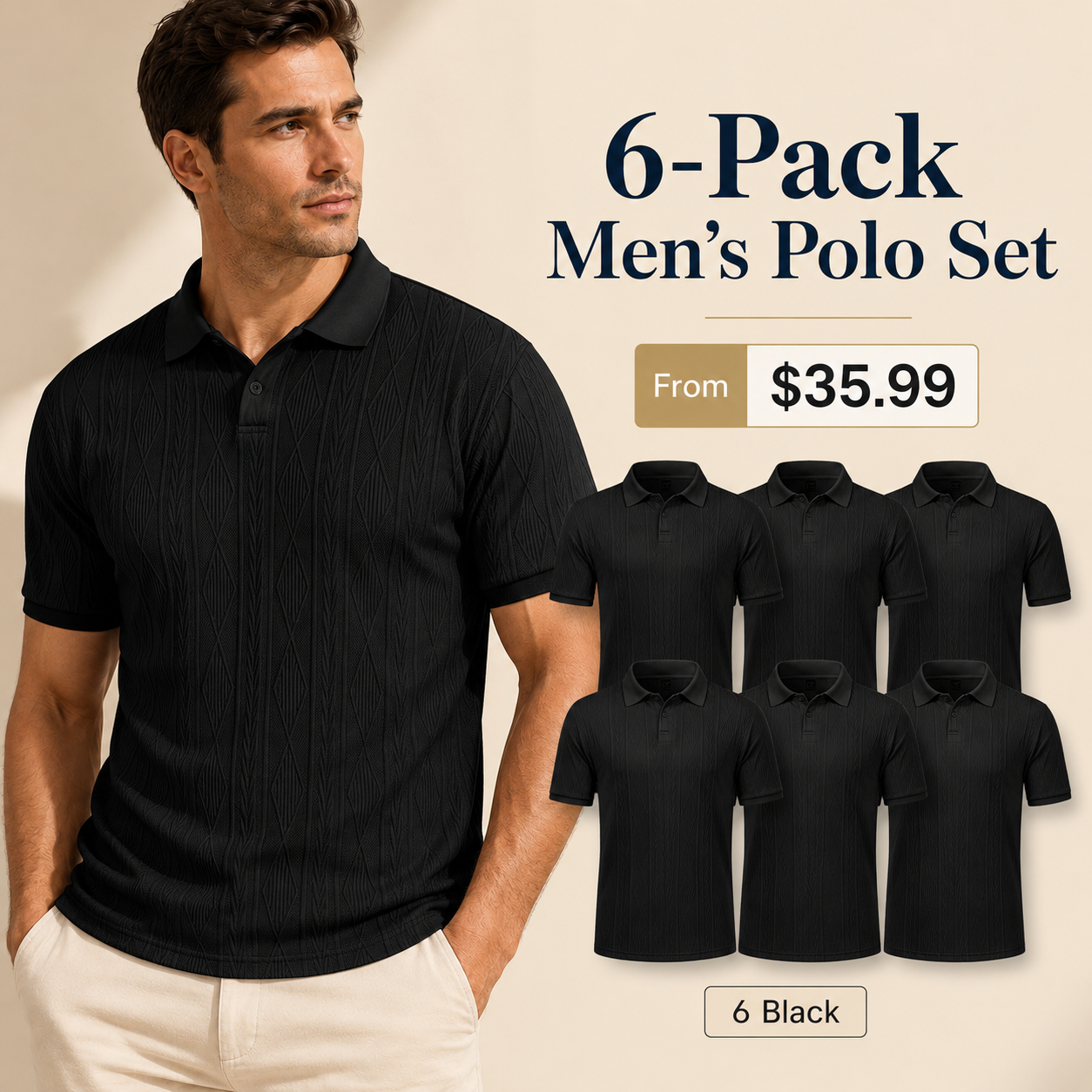 3 Black + 3 White - Size 5XL