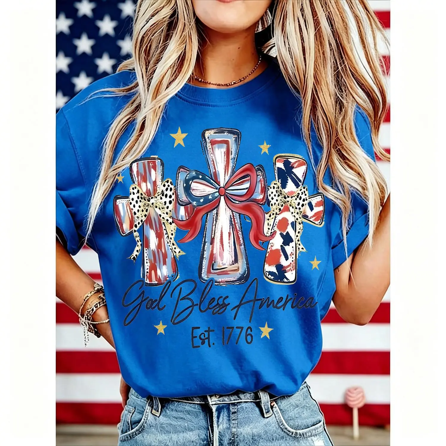 God Bless America Women Washed T-shirt Vintage 250 Years America Anniversary USA 250th Birthday Gift Shirt Memorial Independence Day 4th of July Men Women Cotton Tee Shirt