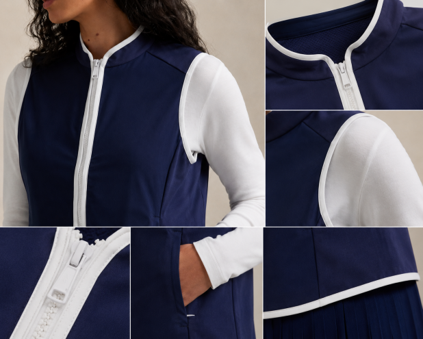 Stand collar and zipper detail