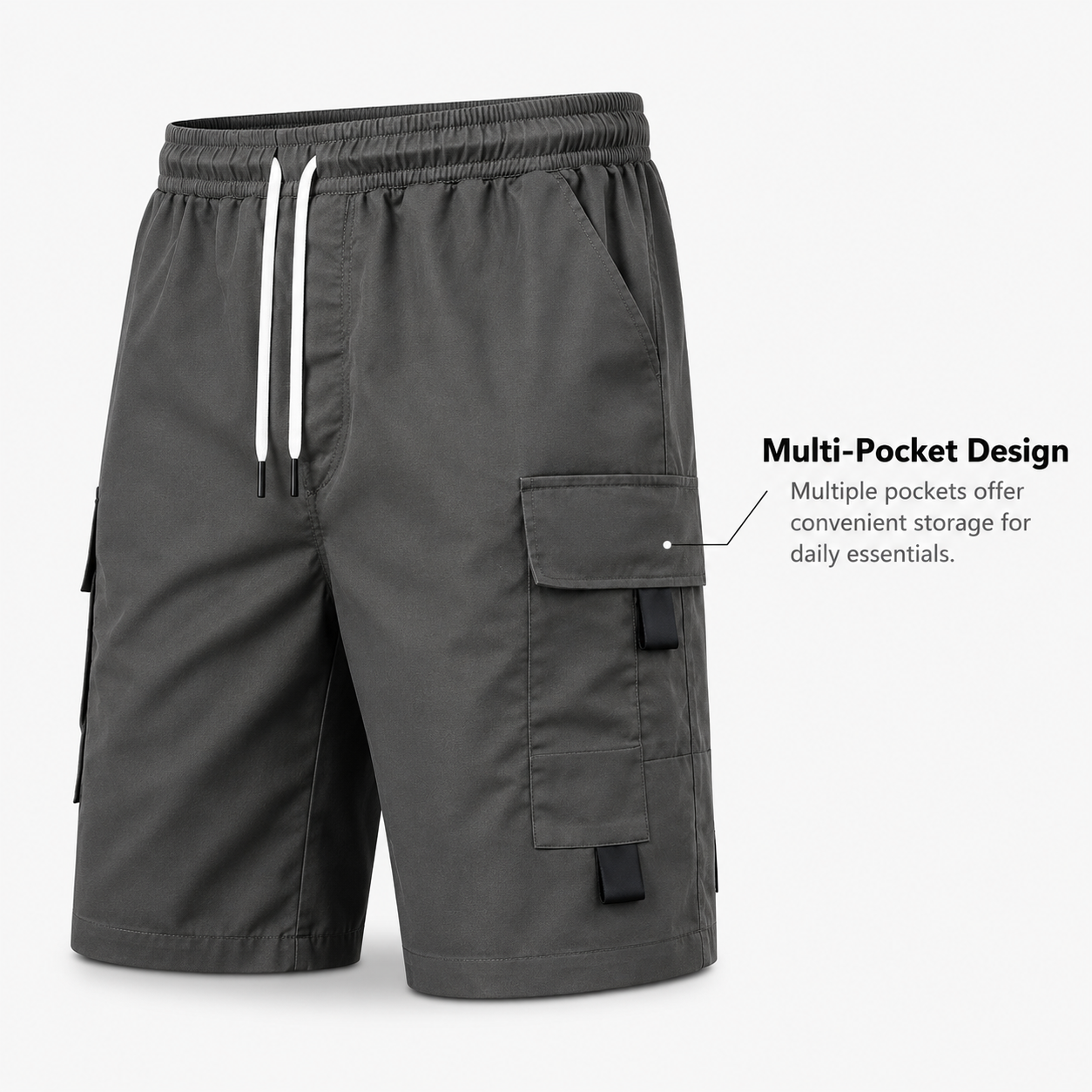 🎉Men's Casual Capri Shorts with Drawstring Waist, Large Pockets, Comfortable Fabric, Ideal for Home and Outdoors, Summer Essential🔥