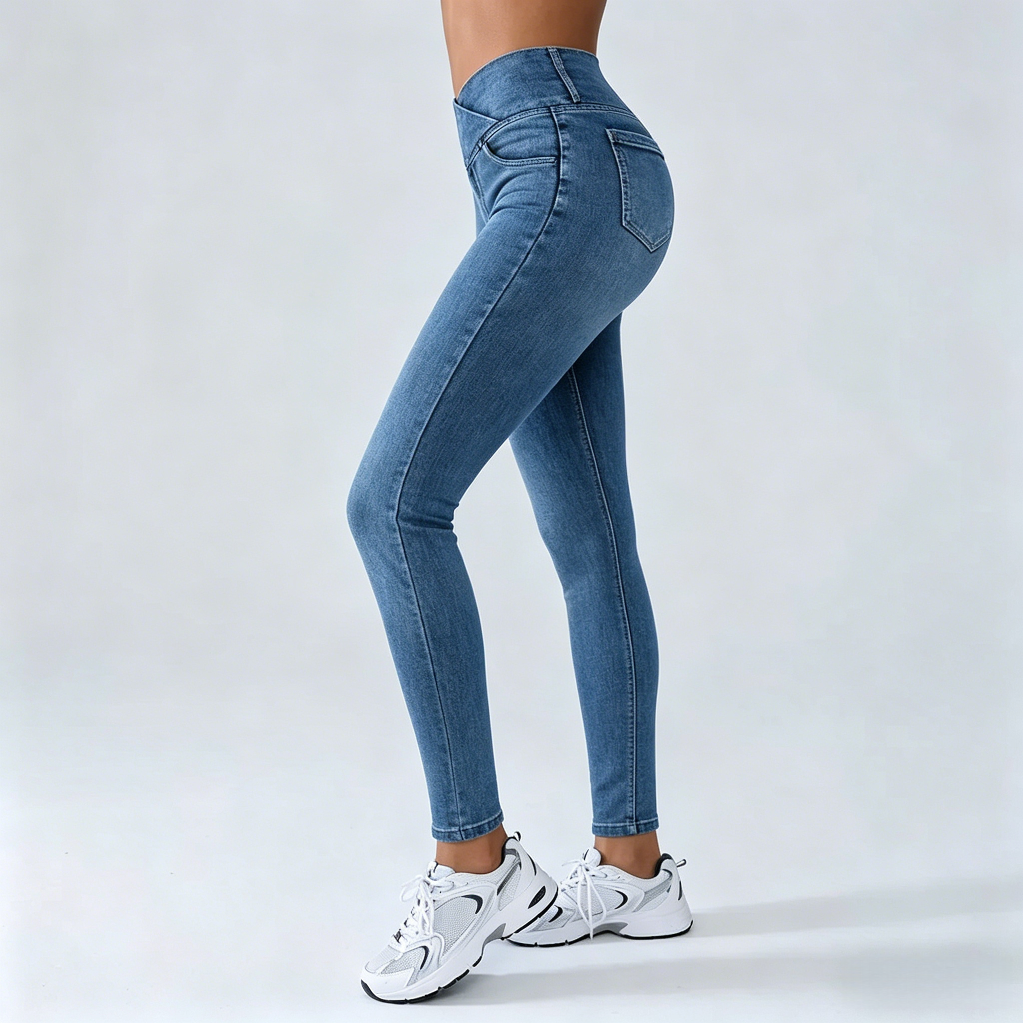 ⚡FINAL SALE⚡Women's High-Waisted Stretch Jeans with Crossover Design — Slim-Fit Flared Denim Leggings