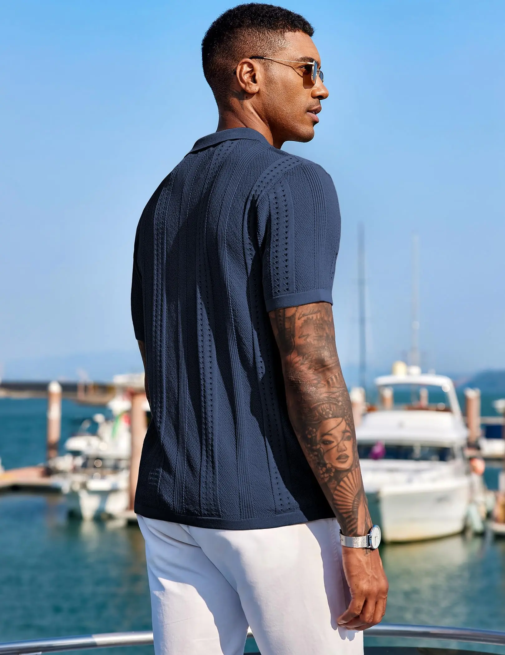 Men's Knit Short Sleeve Polo Shirt - Casual Summer Style