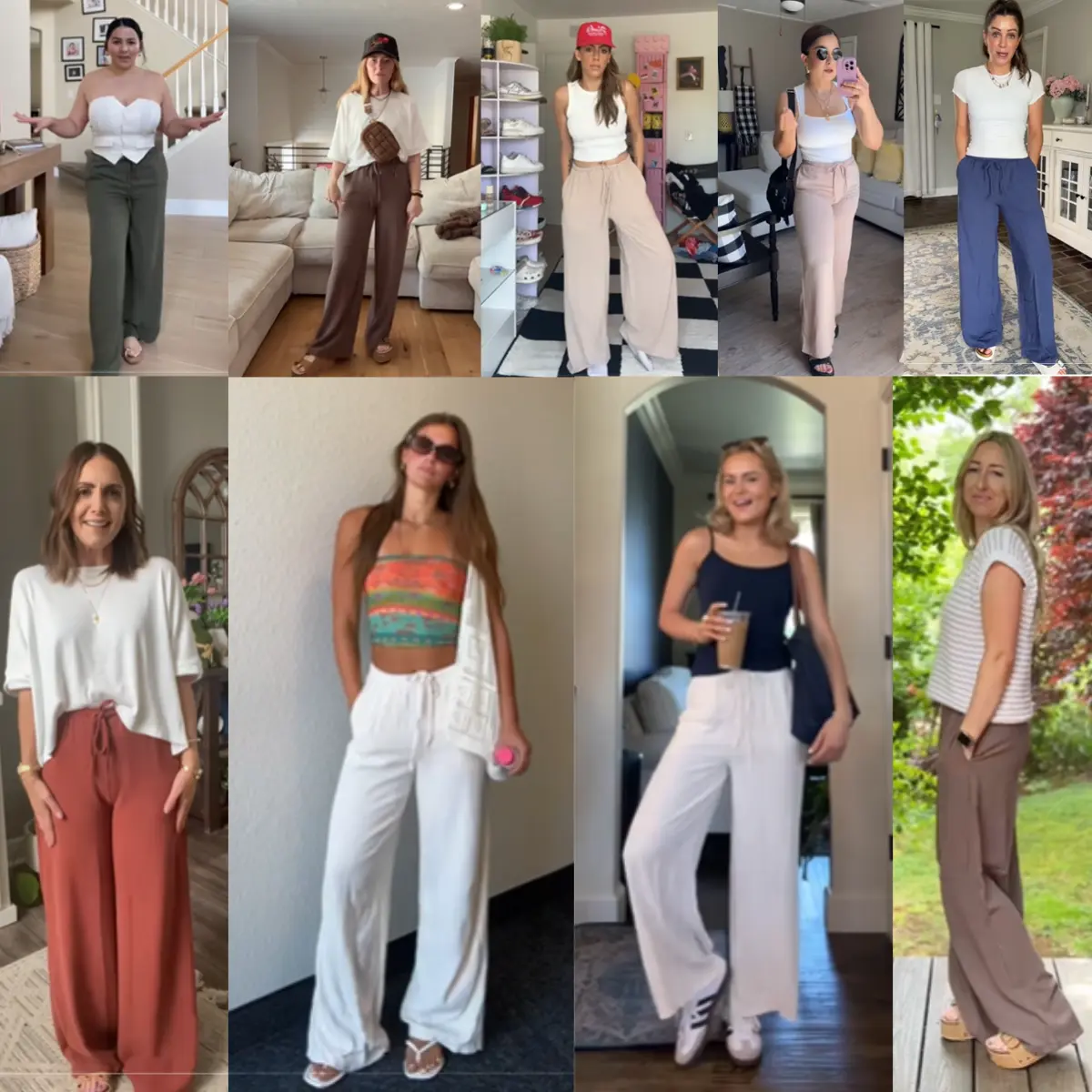 Women's  Cotton Linen 2026 Summer Palazzo Pants Flowy Wide Leg Beach Trousers with Pockets Casual Wideleg