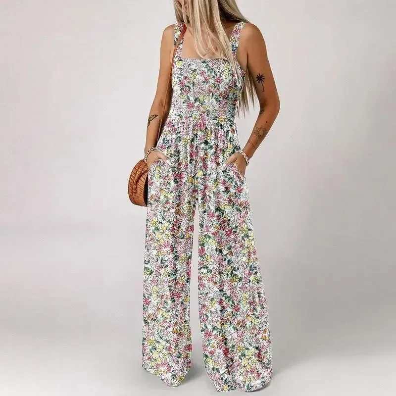 💕Women's Casual Print Sleeveless Overalls Jumpsuits