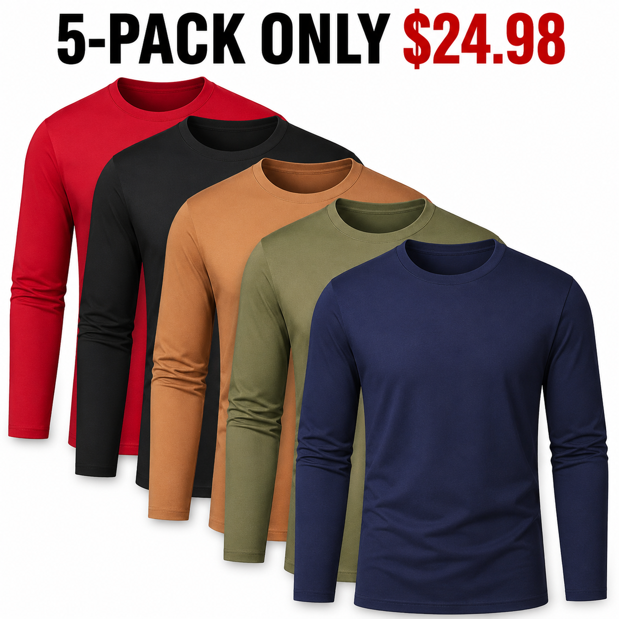 Men's Long Sleeve Casual Round Neck Tee - Regular Fit
