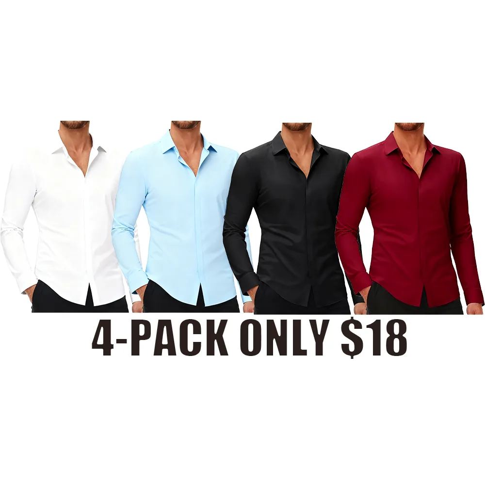 Men's 4-Way Stretch Long Sleeve Dress Shirt