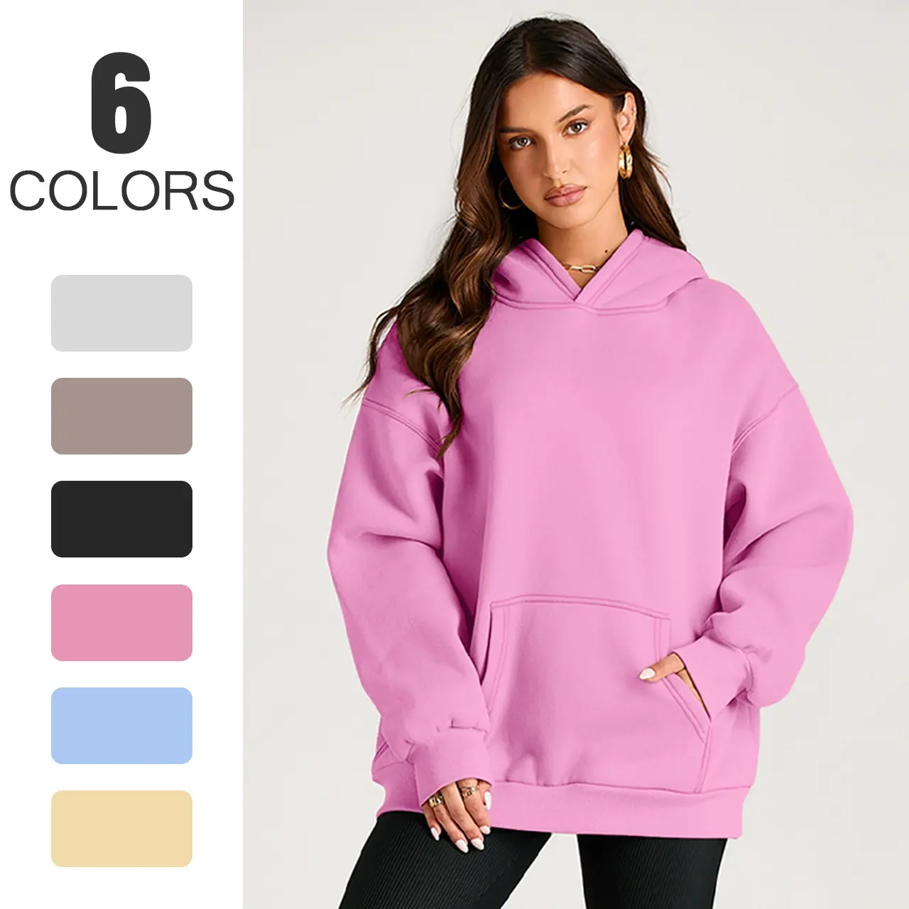 Women's oversized fleece hoodie with pockets