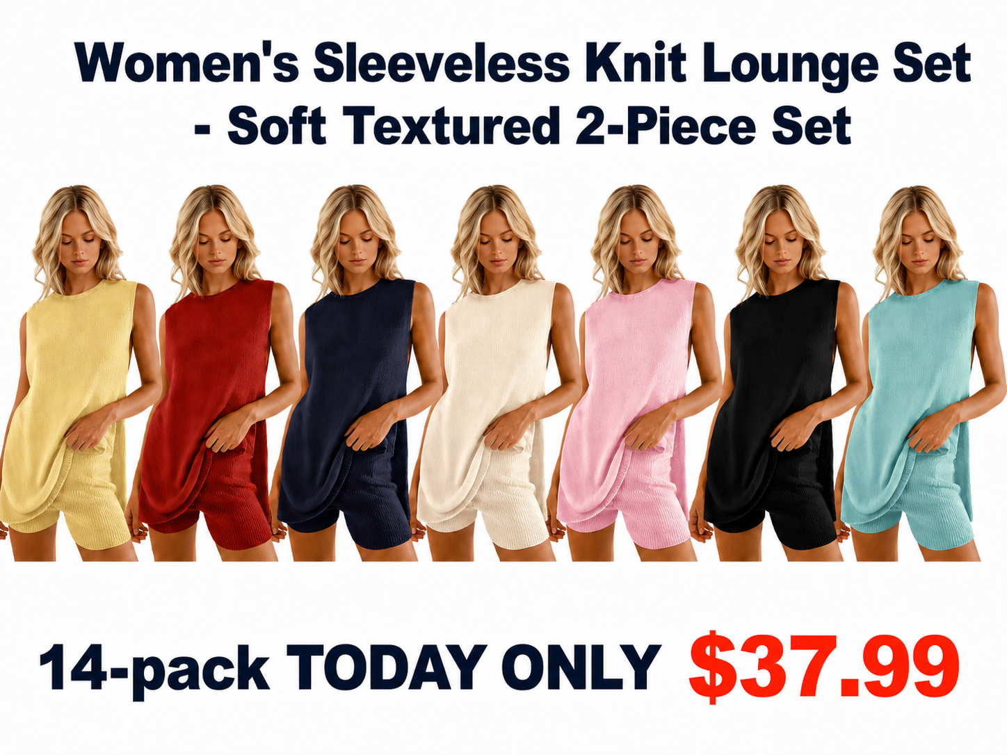 Mixed 14-Pack sleeveless knit lounge set bundle