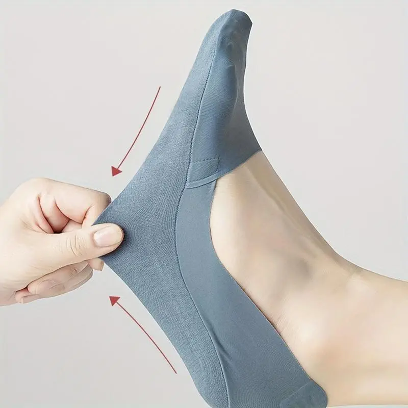 10 Pairs of Women's Invisible Socks — Cotton Breathable, Ultra-Thin for Summer, Seamless, Silk-Like Finish, Silicone Anti-Slip, Moisture-Wicking Soles, Sweat-Wicking Socks, Women's Essential Basics