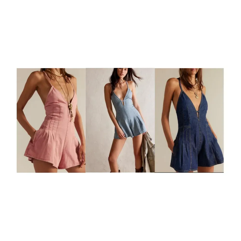 Women's Sleeveless Deep V Neck Shorts