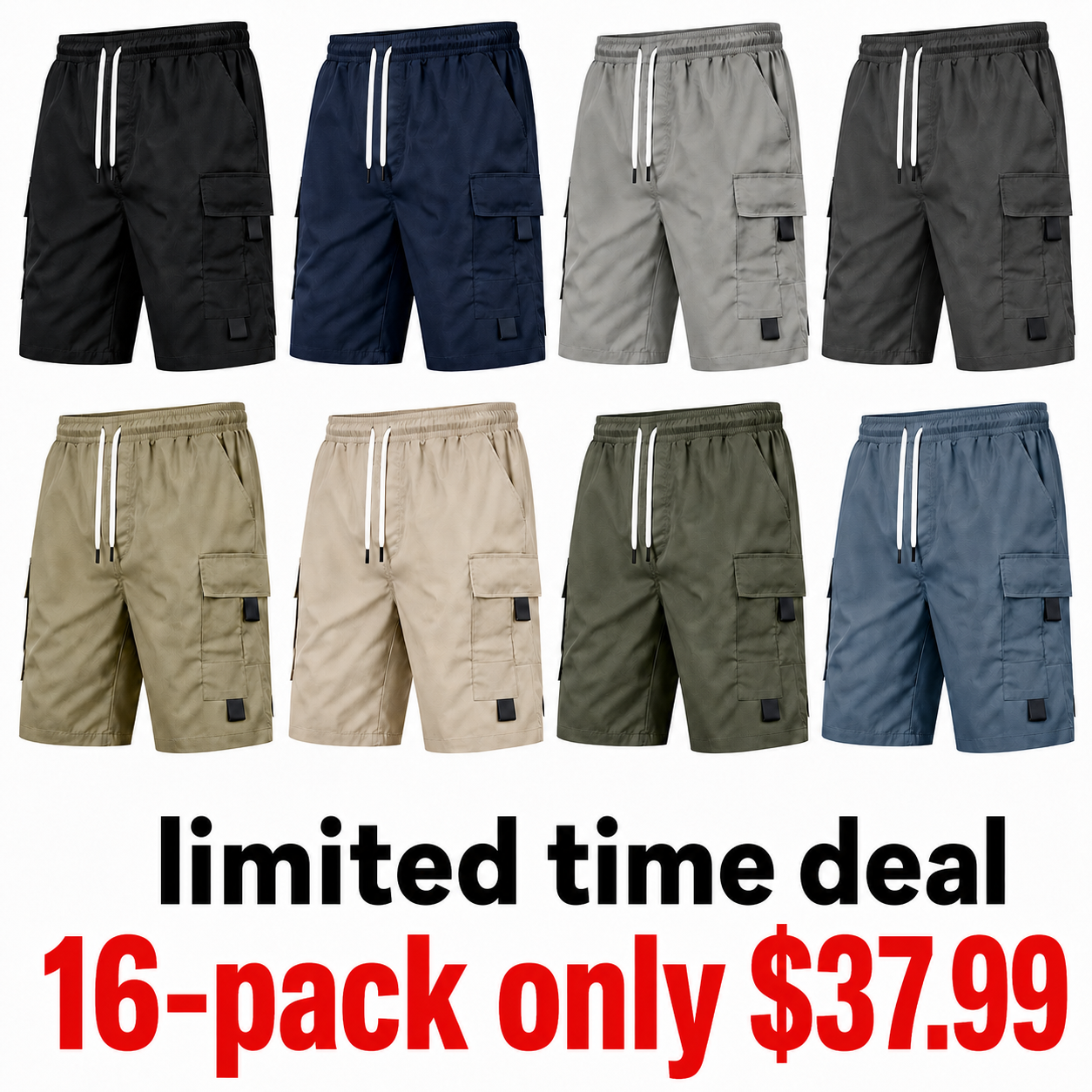 🎉Men's Casual Capri Shorts with Drawstring Waist, Large Pockets, Comfortable Fabric, Ideal for Home and Outdoors, Summer Essential🔥