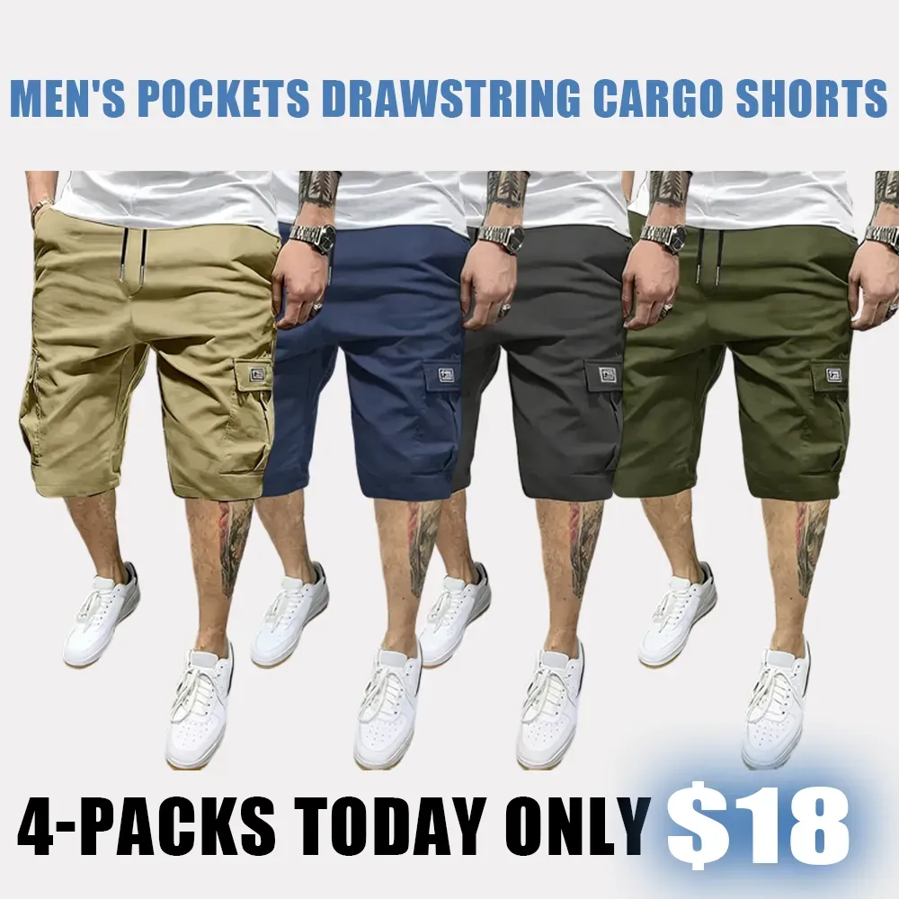 Men's Pockets Drawstring Cargo Shorts