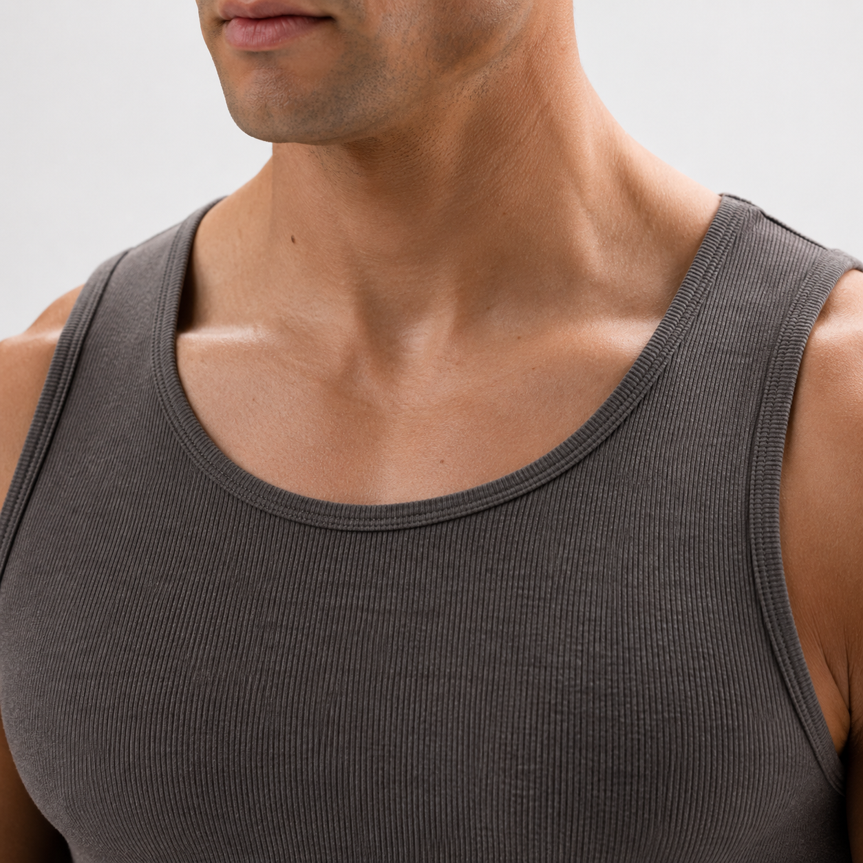 Close-up of ribbed neckline binding