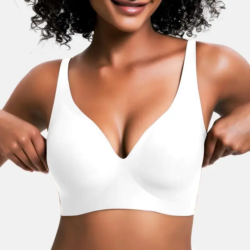 ⏰ TODAY ONLY - Jelly Wireless Womens Comfortable Wireless Bras Push Up Bralettes Seamless Tshirts Bras Deep V Everyday Bras