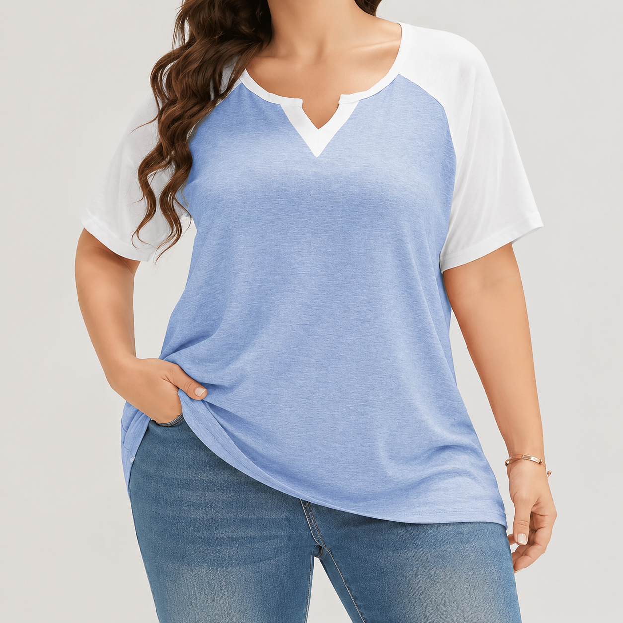 Plus size colorblock raglan tee color option 5