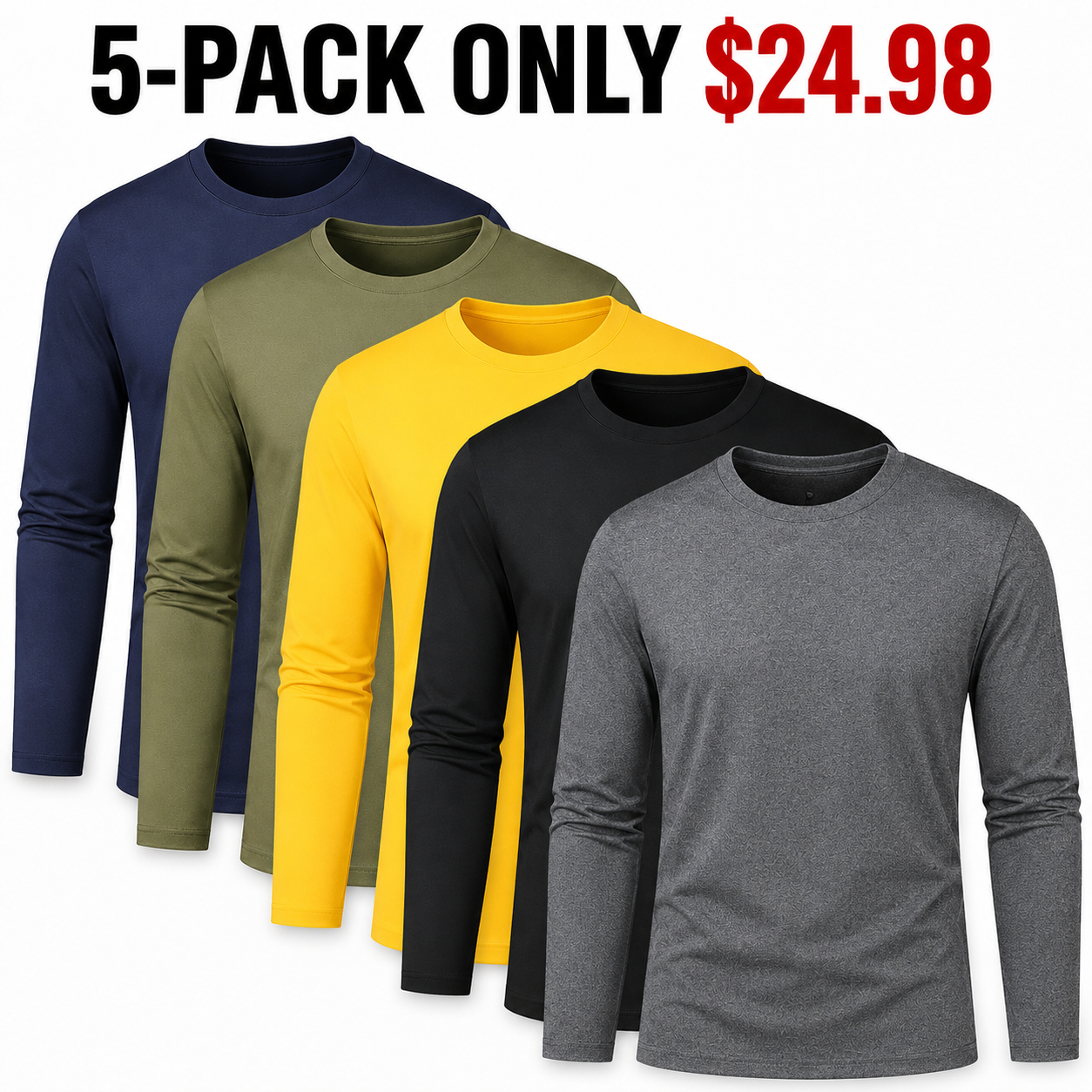 Men's Long Sleeve Casual Round Neck Tee - Regular Fit