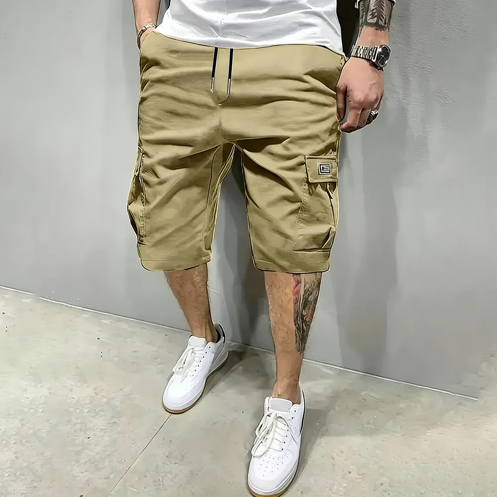 Men's Pockets Drawstring Cargo Shorts