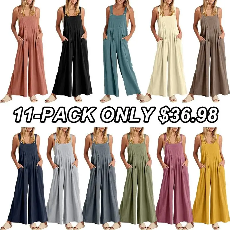 ✨Sleeveless Wide Leg Jumpsuit with Pockets