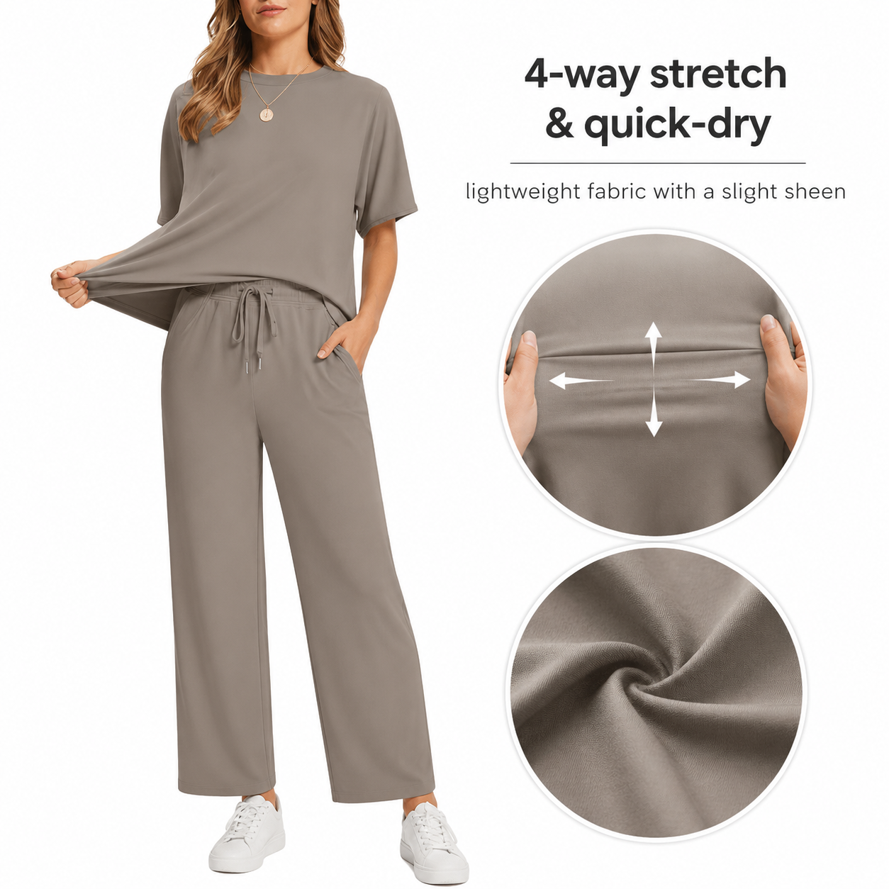 Two Piece Sets for Women Summer Outfits Oversized Wide Leg Crop Pants Lounge Sets Airport Beach Vacation Clothes |(Size Up 1-2 for Oversized Look) Casual Shortsleeve