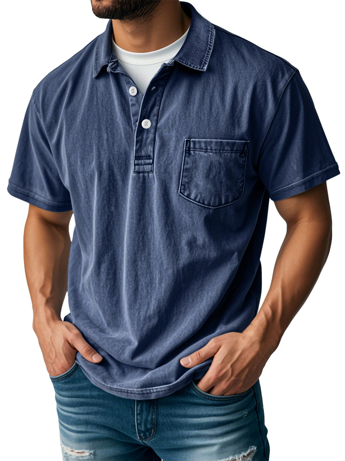 🔥Last Day 89% OFF🔥Men's Retro Lapel Button Pocket Casual Short Sleeve POLO Shirt