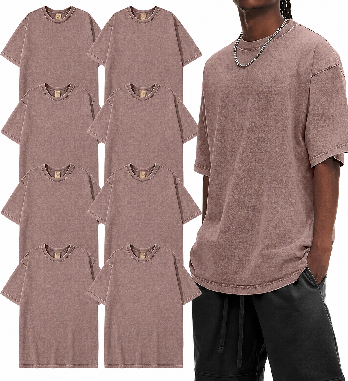 Men's Oversized T-Shirts Heavyweight Cotton Loose Fit Unisex 8pack