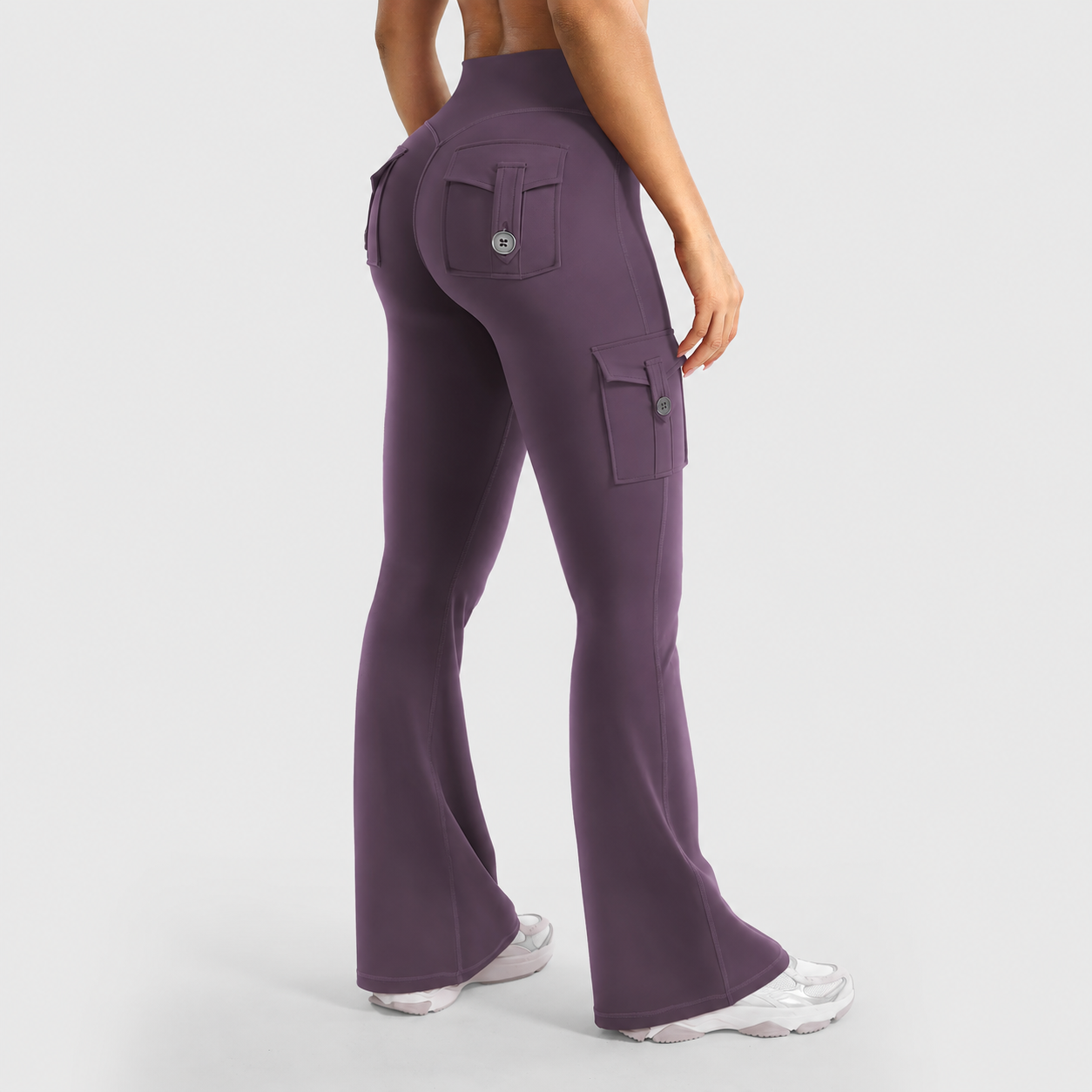 💥 8 Pack Only $24 | Women's Cargo Flare Leggings with Pockets 👖 High Waisted Hidden Scrunch Yoga Workout Pants ✨ No Front Seam Fitness Leggings