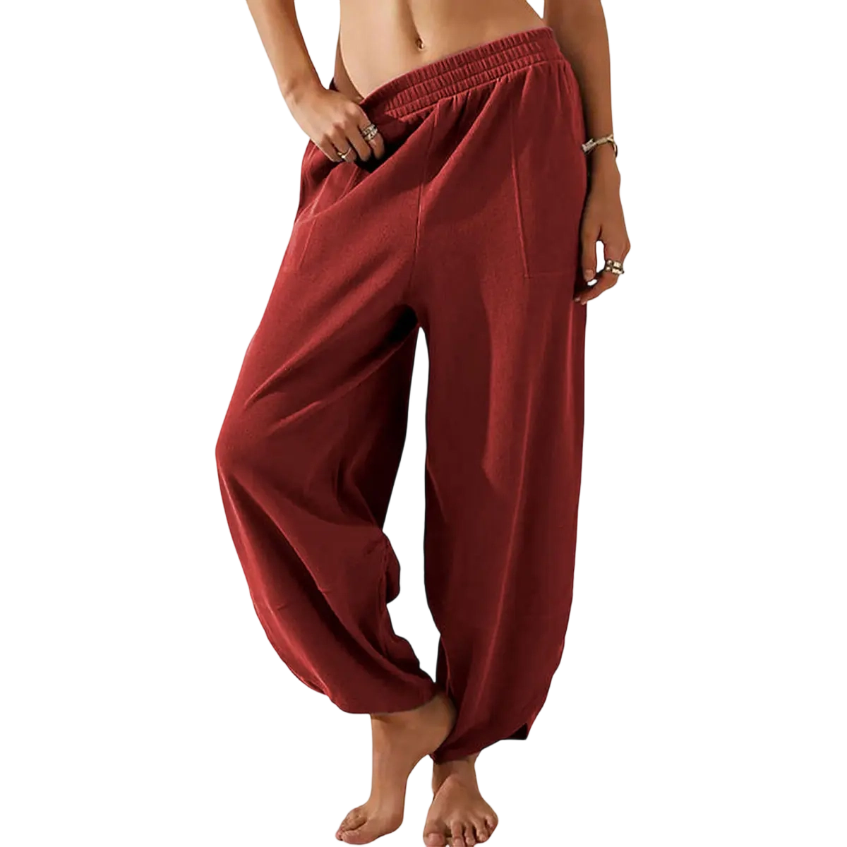 🛒 90% OFF NOW!Womens Baggy Wide Leg Pants Casual Elastic Waisted Palazzo Harem Pants With Pockets（Note: Colors are customizable.)