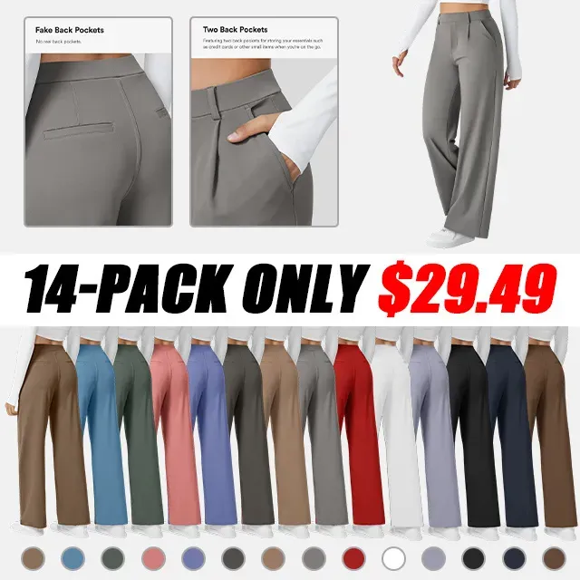High Waisted Side Pocket Straight Leg Work Pants
