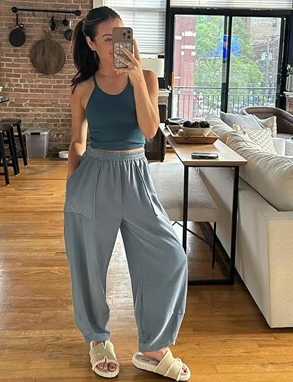 🔥Women's Baggy Wideleg Pants Casual Elastic Waisted Palazzo Harem Pants with Pockets（Note: Colors are customizable.)