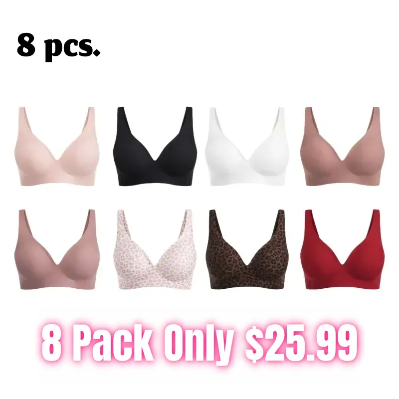 ⏰ TODAY ONLY - Jelly Wireless Womens Comfortable Wireless Bras Push Up Bralettes Seamless Tshirts Bras Deep V Everyday Bras