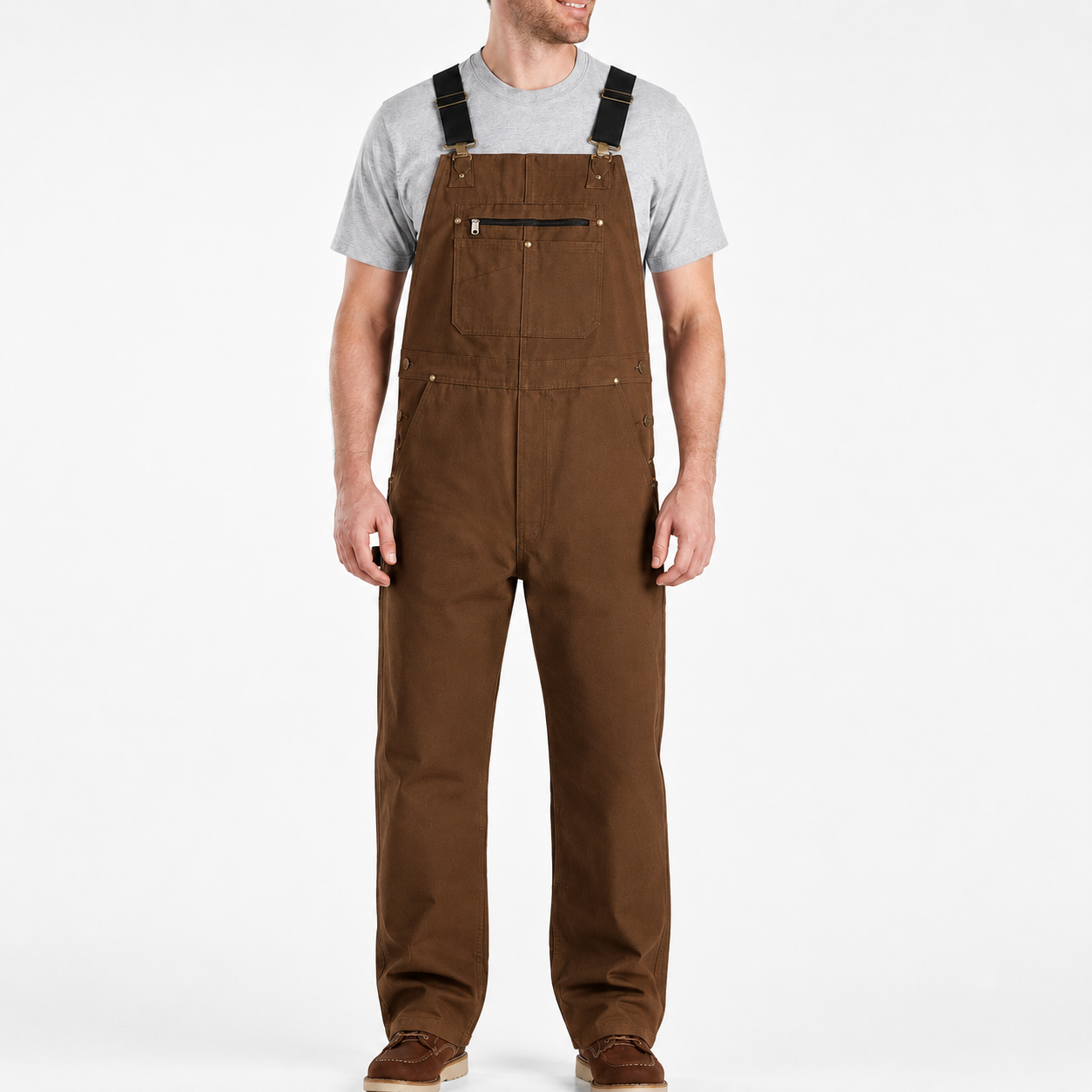Saddle Brown men’s utility bib overalls